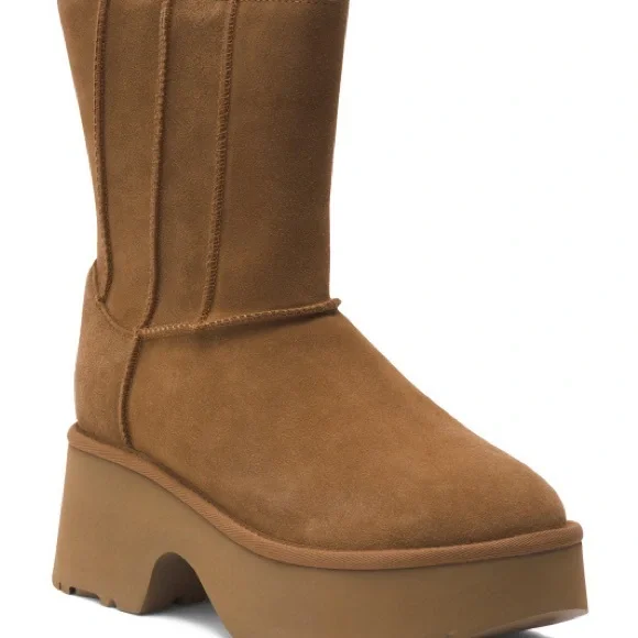 UGG Women's Classic Twin Seam New Heights Chestnut Suede Platform Boots US7/9/10 - Picture 1 of 8